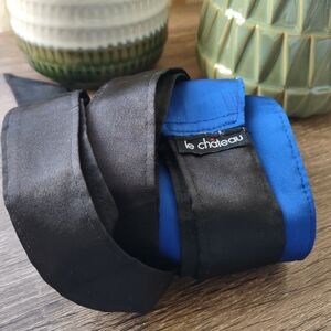 Le Chateau Black and Blue Reversible Satin Belt Size Small/Medium